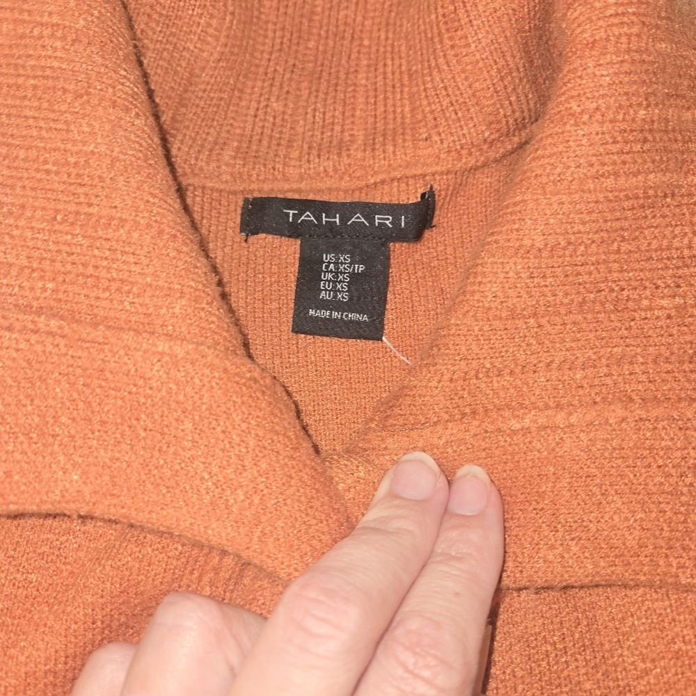 Tahari Jacket Womens XS Orange Long Sleeves Button Up Heavyweight Collared - Picture 6 of 8